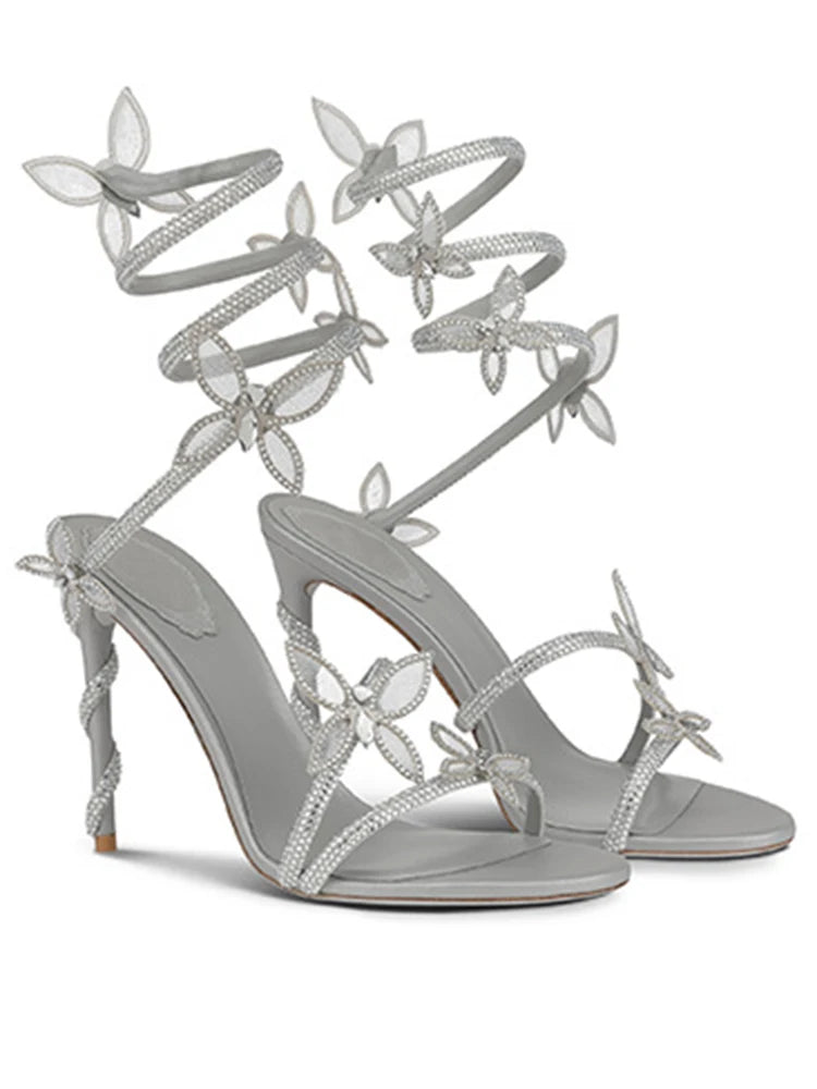 Buterfly coiled high heels